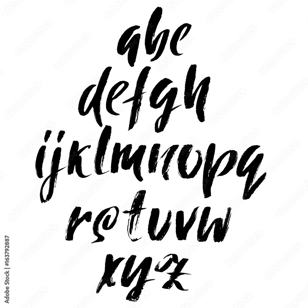 Hand drawn dry brush font. Modern brush lettering. Grunge style alphabet. Vector illustration. Hand drawn dry brush font. Modern brush lettering. Grunge style alphabet. Vector illustration.