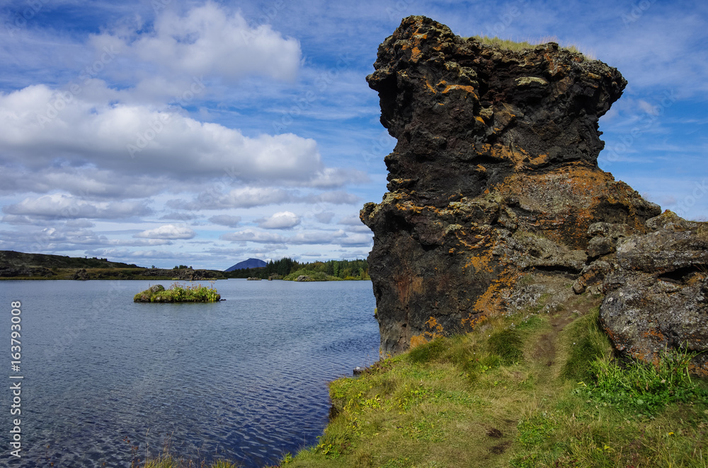 Lava rock formations at Hofdi, Lake Myvatn in northern Iceland
