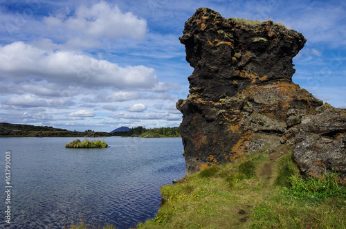 Lava rock formations at Hofdi, Lake Myvatn in northern Iceland