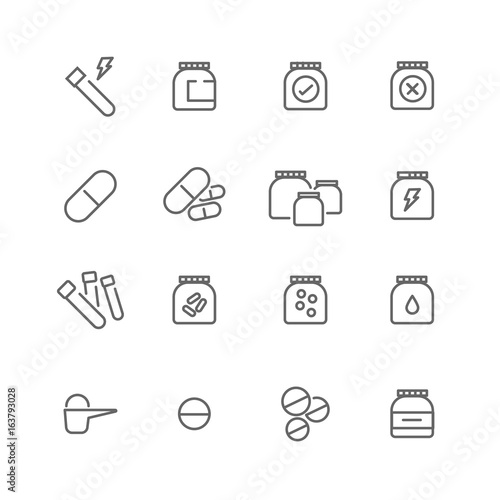 Sport Supplements icon set.
