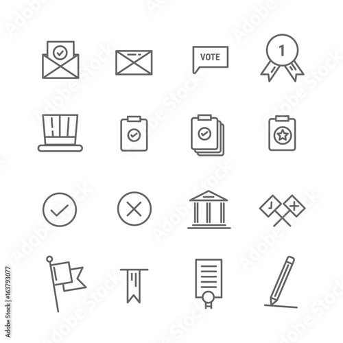 Election and voting line icons set.
