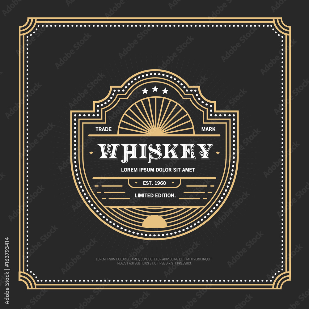 Vintage frame design for labels, banner, sticker and other design. Suitable for whiskey, beer and premium product.