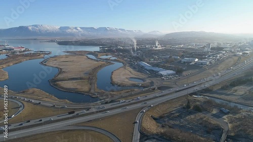 Aerial of Ellidavogur in Reykjavik and artunshofdi district photo