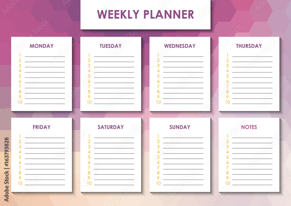 Weekly planner design Weekly planner design