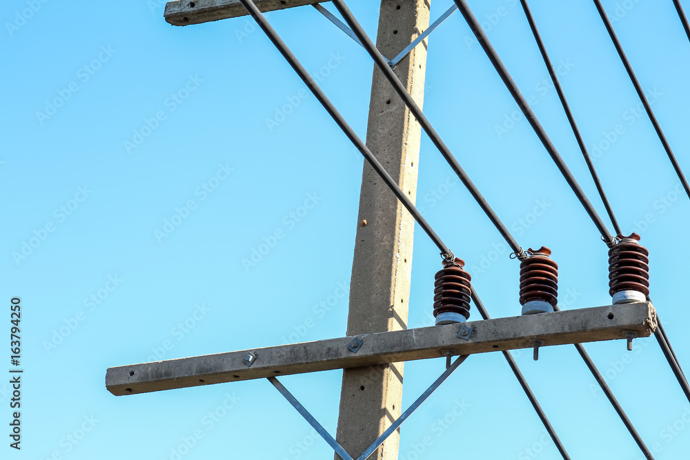 Obraz premium electrical pole with insulator