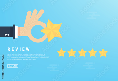 Businessman hand giving five star rating, Feedback concept, VECTOR, EPS10