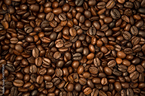 Roasted coffee bean groups use for background.