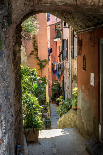 Farbenfrohe Gasse in Vernazza  Cinque Terre  Liguria  Italien