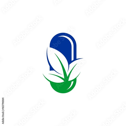 leaf capsules icon vector logo