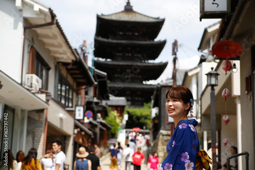 japanese young woman kimono , Kyoto Japan, © lansa