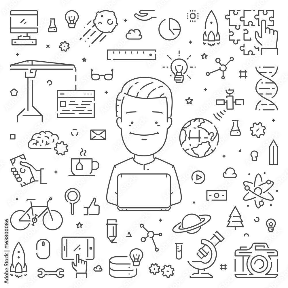 Vector line web concept for startup