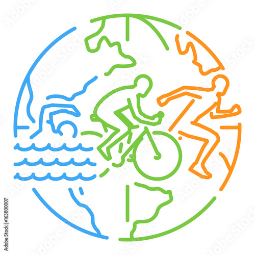 Vector line web banner for triathlon