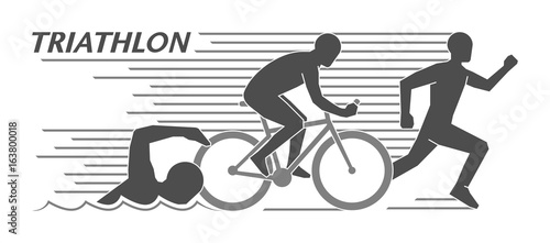 Modern logo triathlon and figures triathletes