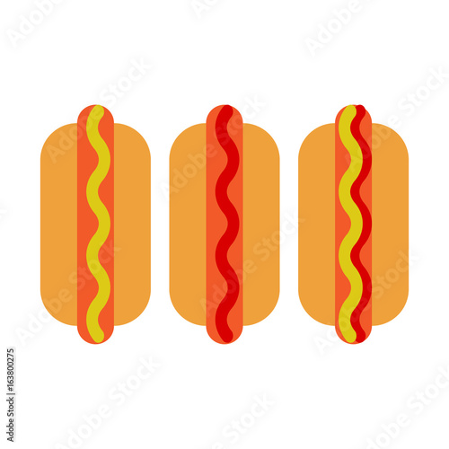 Hot dogs flat icon, vector sign, colorful pictogram isolated on white. Symbol, logo illustration. Flat style design