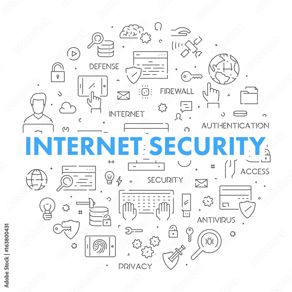Line design concept for internet security Line design concept for internet security