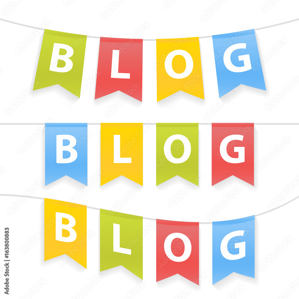 Vector illustration of Blog word on pennants on rope Vector illustration of Blog word on pennants on rope