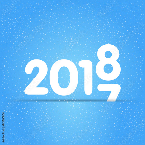 New year 2018 with snow texture vector illustration