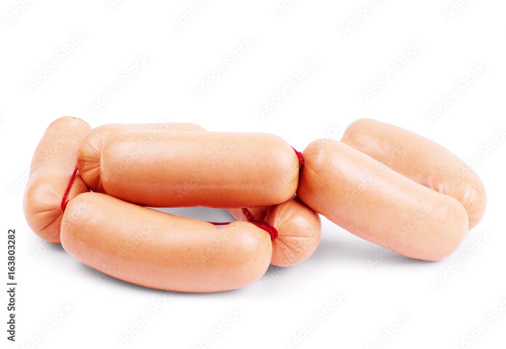 fresh sausages on white background fresh sausages on white background