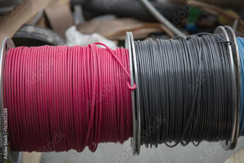Industrial coil closeup backdrop construction site