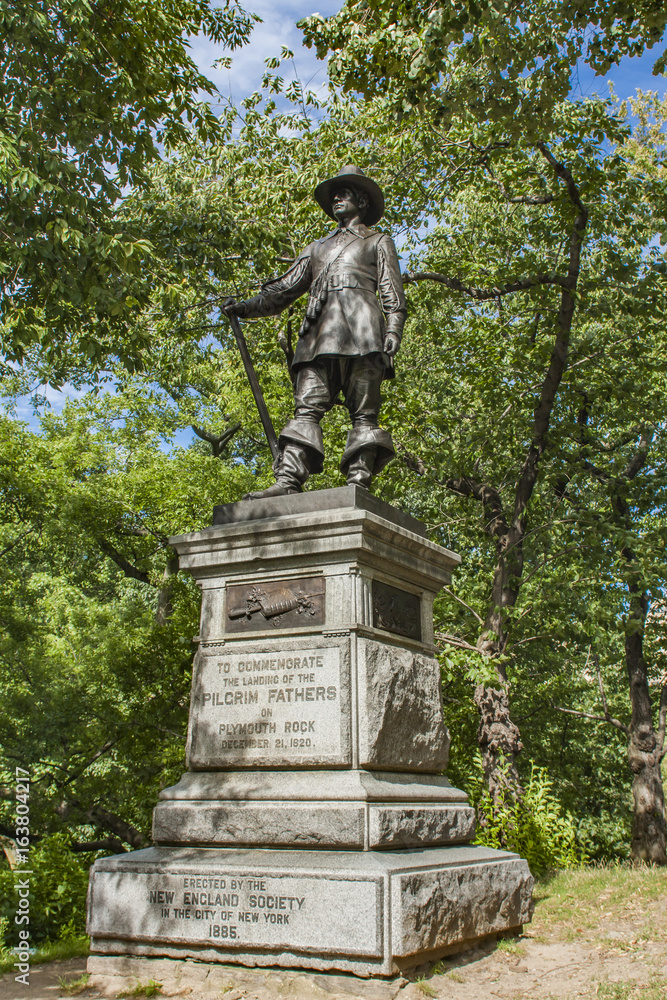 Pilgrim monument in Central Park, New York