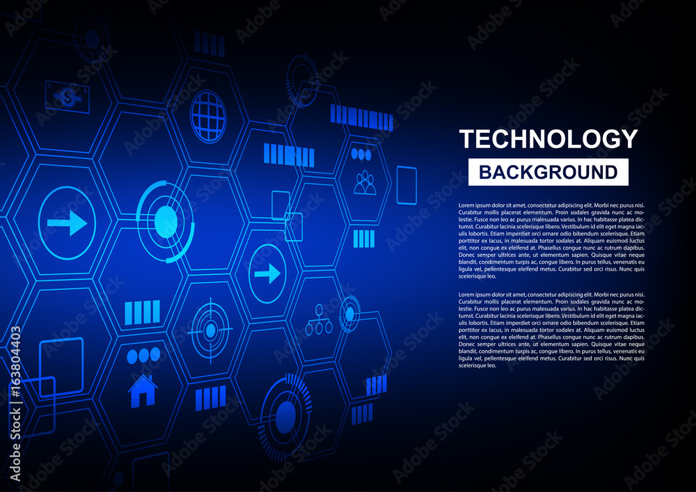 Vector abstract technology on dark blue template