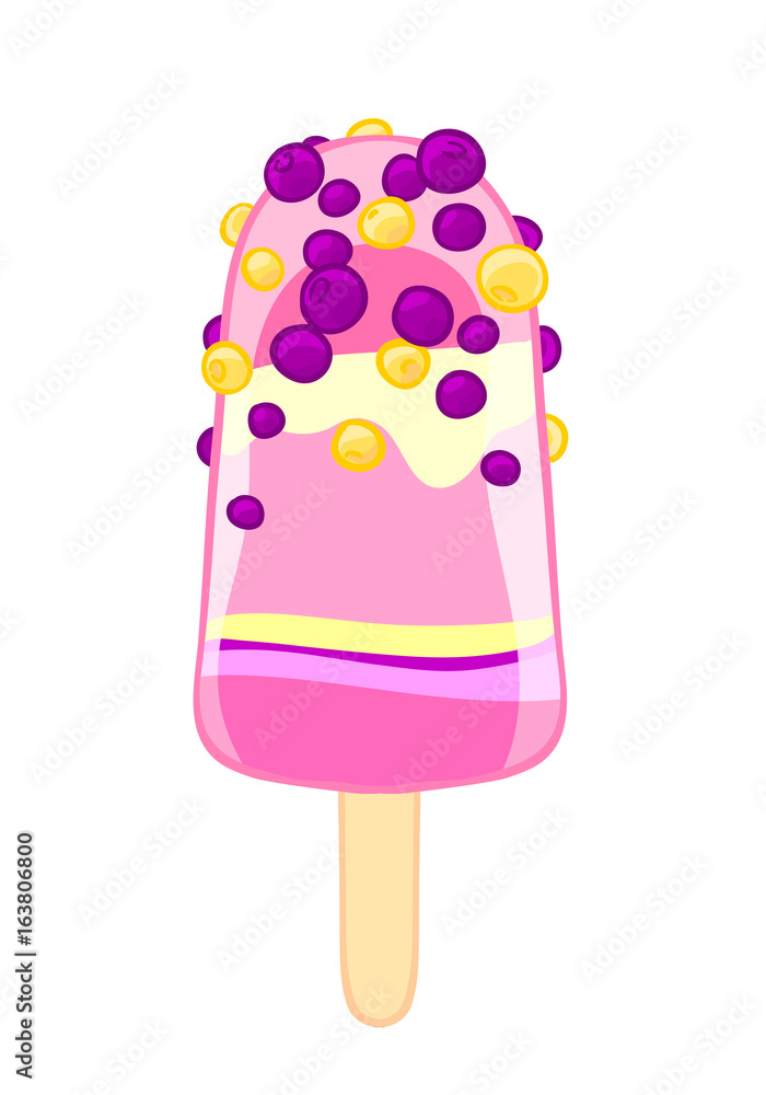Cartoon sketch of berry popcicle. Sweet ice cream isolated on the white background. Cartoon sketch of berry popcicle. Sweet ice cream isolated on the white background.
