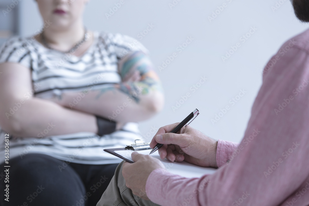 Counselor interviewing a girl