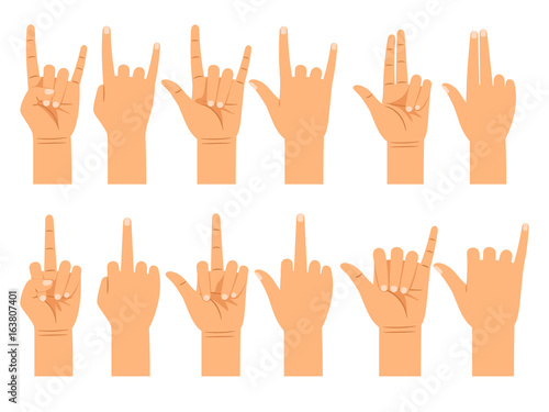 People hand signals different gestures