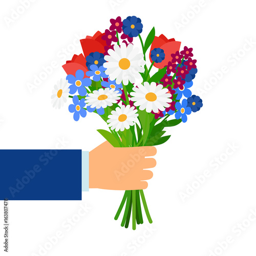Bouquet in businessman hand