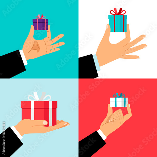 Hand holding small gift box set