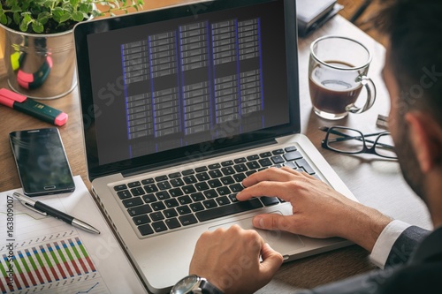 Tableau sur toile Computer server storage units on a laptop screen