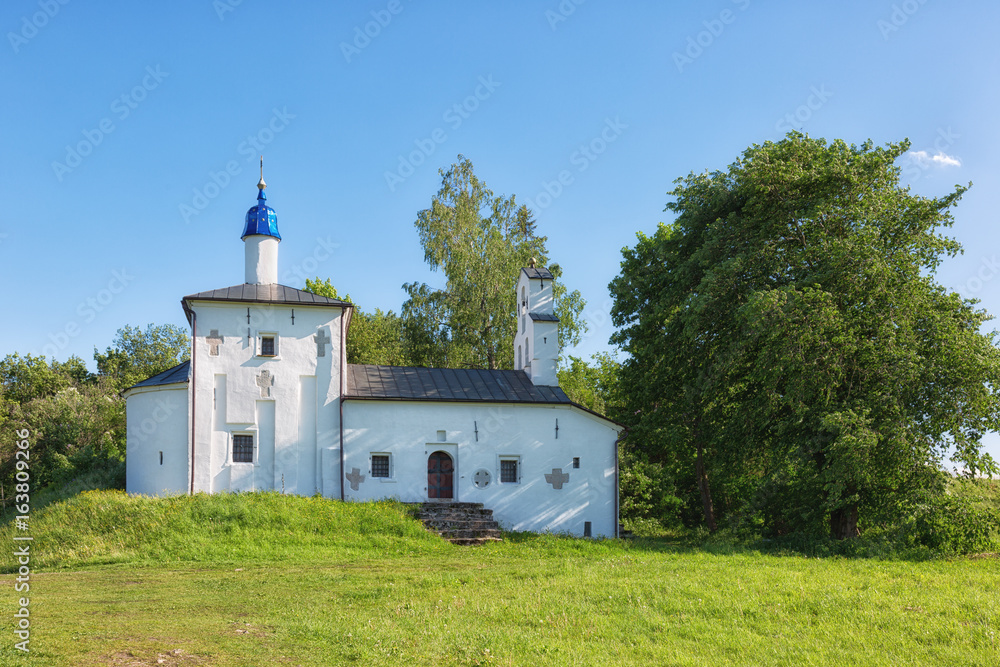 medieval church of St. Nicholas in the Truvor settlement . Izborsk Russia