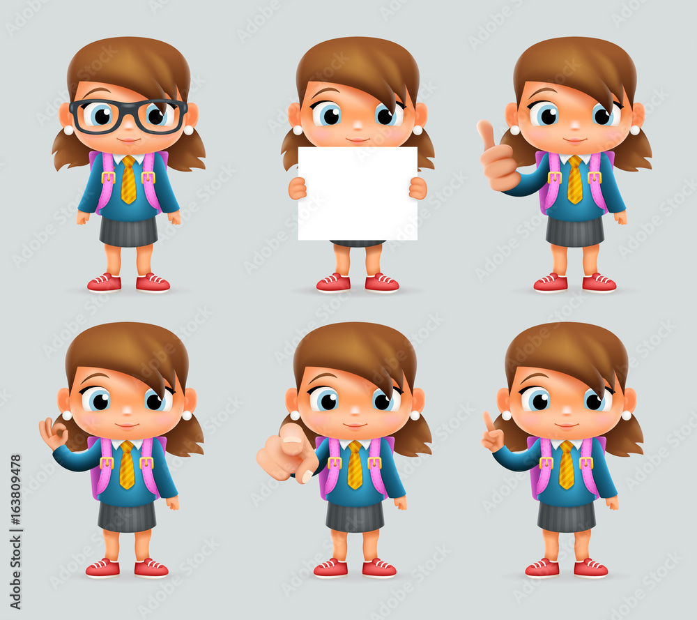 Schoolgirl Education Excellent Student Genius School Backpack Clever Pupil Smart  Girl Uniform Suit 3d Cartoon Character Vector Illustration Stock Vector |  Adobe Stock