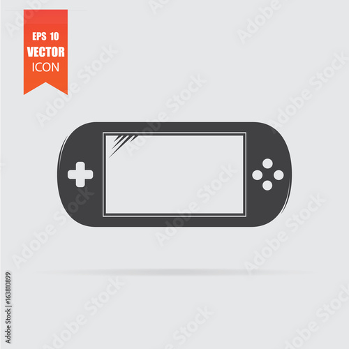 Game console icon in flat style isolated on grey background.