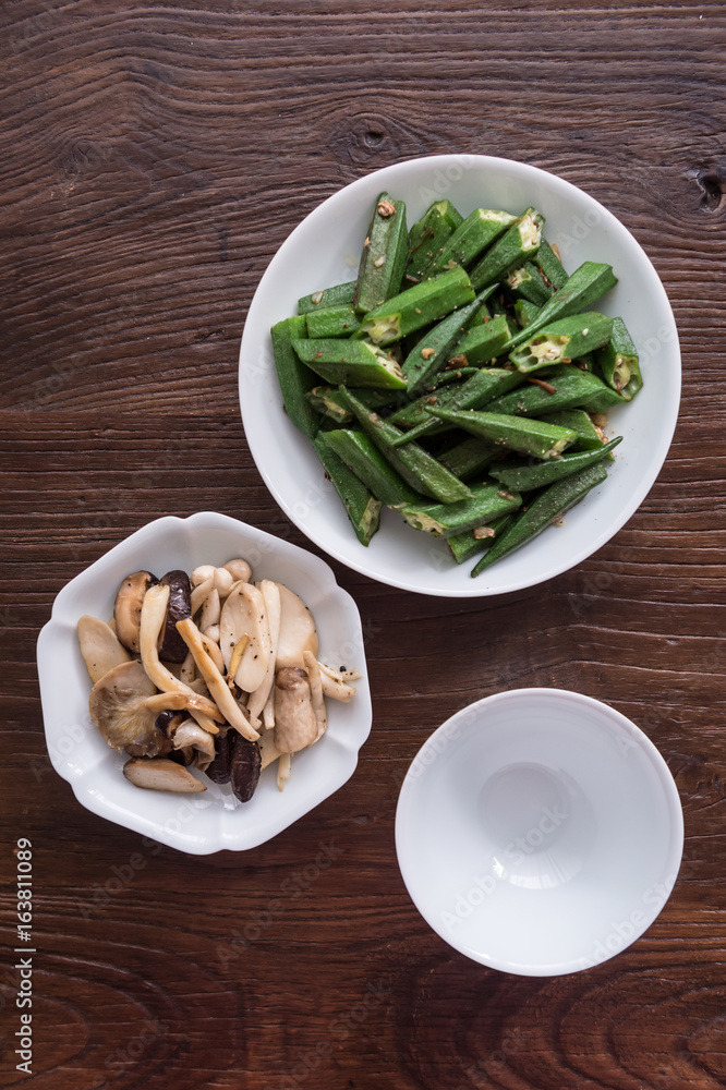 On the desktop, tableware and food On the desktop, tableware and food