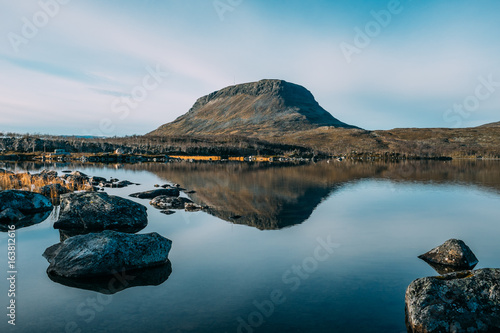 Lapland in autumn. Kilpisjarvi is Lake on the border of Finland, Sweden and Norway