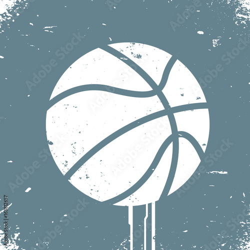 street basketball symbol painted on wall with grunge texture minimal editable vector