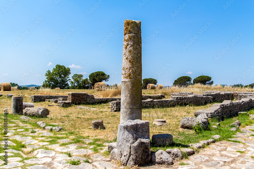 View of the archaeological site of Lucus Feroniae, near Rome, Italy