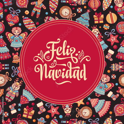 Feliz navidad. Xmas card on Spanish language © Zoya Miller
