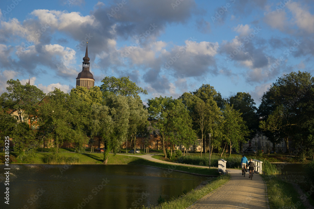 view of Stralsund in the summer evening