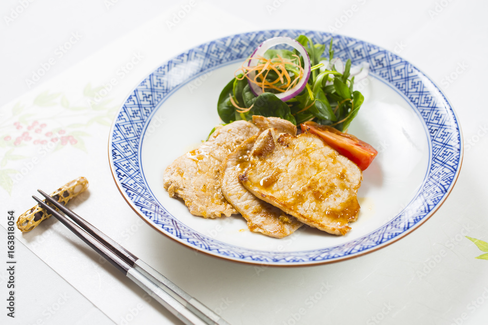 Traditional Japanese food - ginger pork