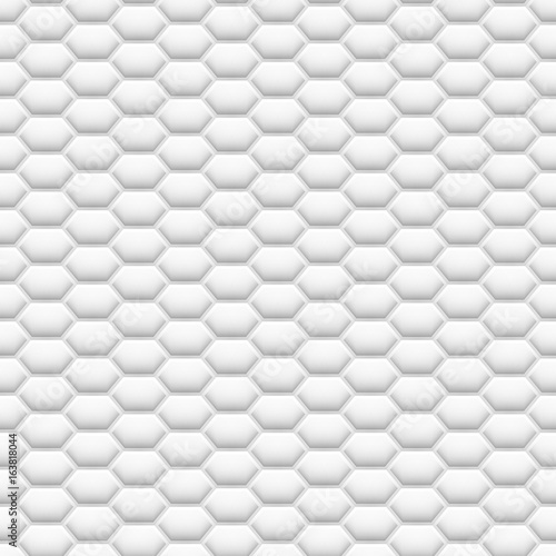 Fototapeta Naklejka Na Ścianę i Meble -  3D like mesh honeycomb white texture. Modern, abstract, light color hexagon seamless pattern.