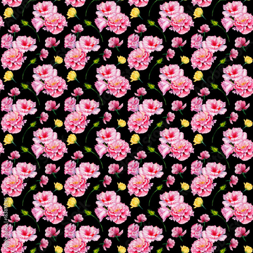 Wildflower roses flower pattern in a watercolor style. Full name of the plant: roses. Aquarelle wild flower for background, texture, wrapper pattern, frame or border. © yanushkov