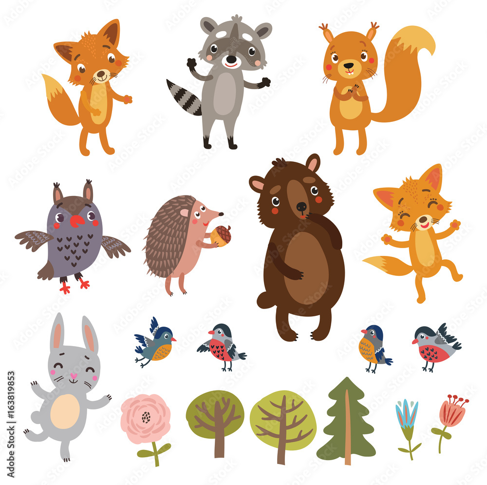 Fototapeta premium Cute animals set