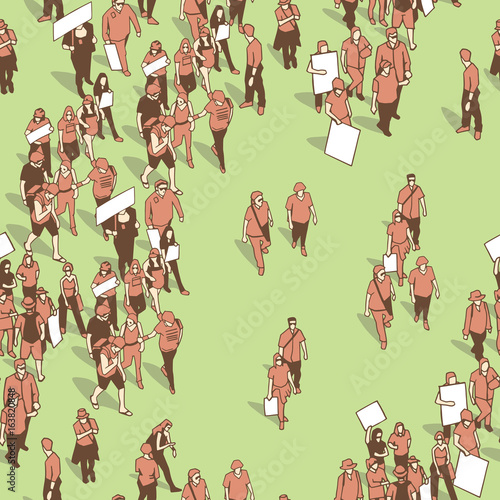 Seamless pattern / background / texture of crowd protest in vintage colors