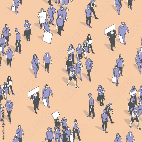 Seamless pattern / background / texture of crowd protest in vintage colors