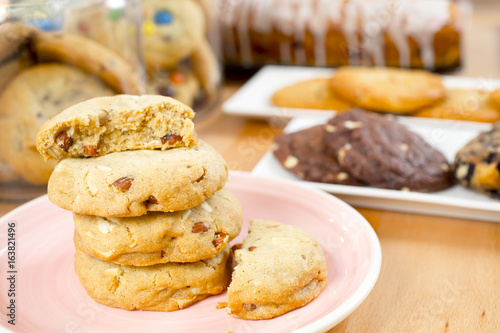 Homemade delicious cookies biscotti with almonds on the table