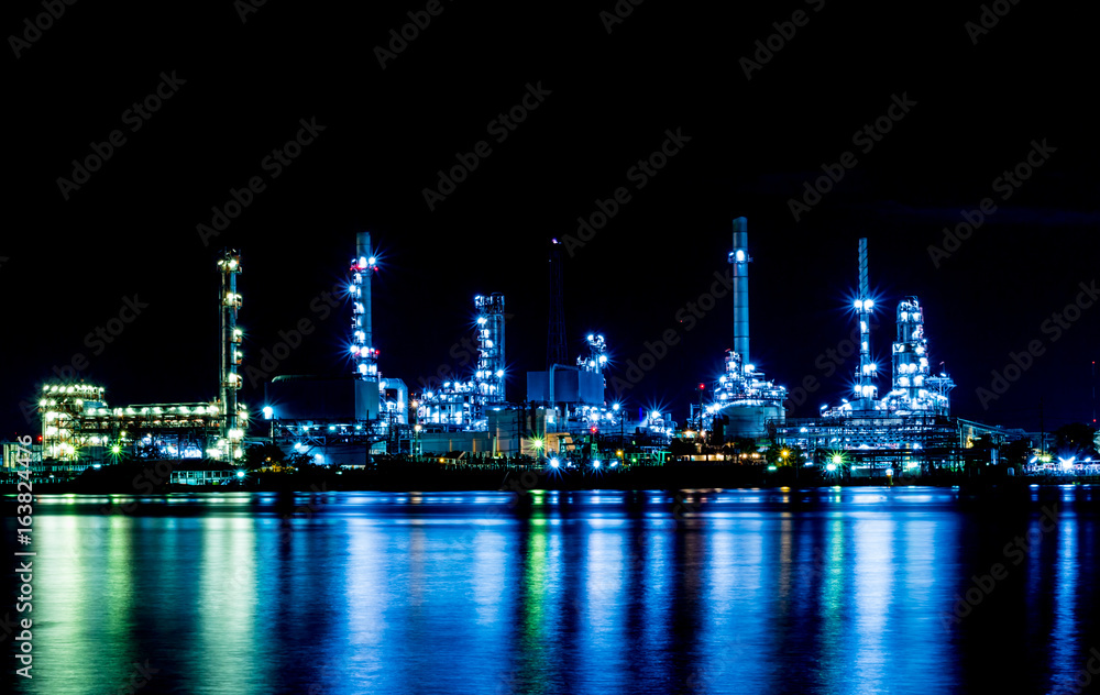 Oil refinery plant, twilight time.