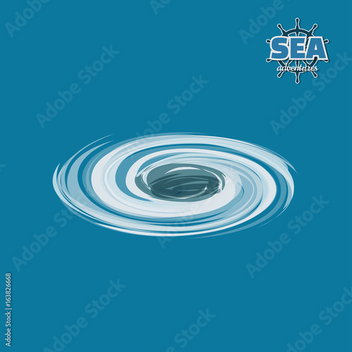 Whirlpool in water in isometric style. Pirate game. 3d image of sea phenomenon. Vector illustration