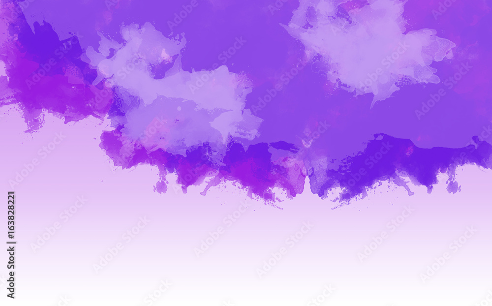 Purple watercolor background.